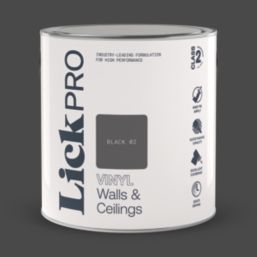 LickPro  2.5Ltr Black 02 Vinyl Matt Emulsion  Paint