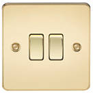 Knightsbridge  10AX 2-Gang 2-Way Light Switch  Polished Brass
