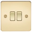 Knightsbridge  10AX 2-Gang 2-Way Light Switch  Polished Brass