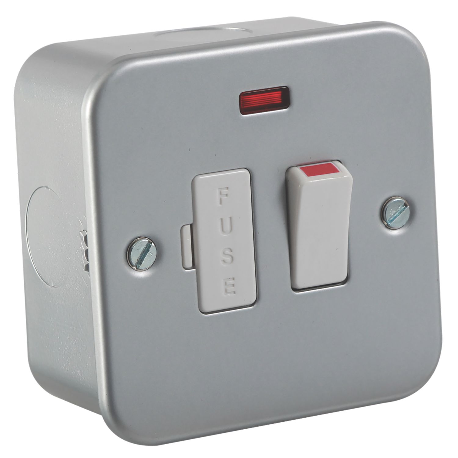Knightsbridge 13A Switched Metal Clad Fused Spur with LED with White Inserts (448VF)