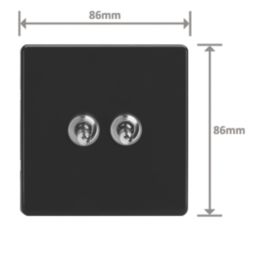 Varilight  10A 2-Gang 2-Way Light Switch  Jet Black with Colour-Matched Inserts