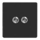 Varilight  10A 2-Gang 2-Way Light Switch  Jet Black with Colour-Matched Inserts