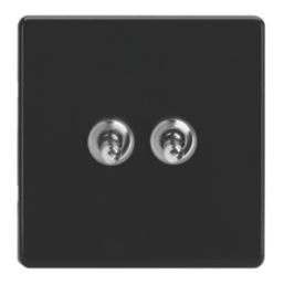 Varilight  10A 2-Gang 2-Way Light Switch  Jet Black with Colour-Matched Inserts