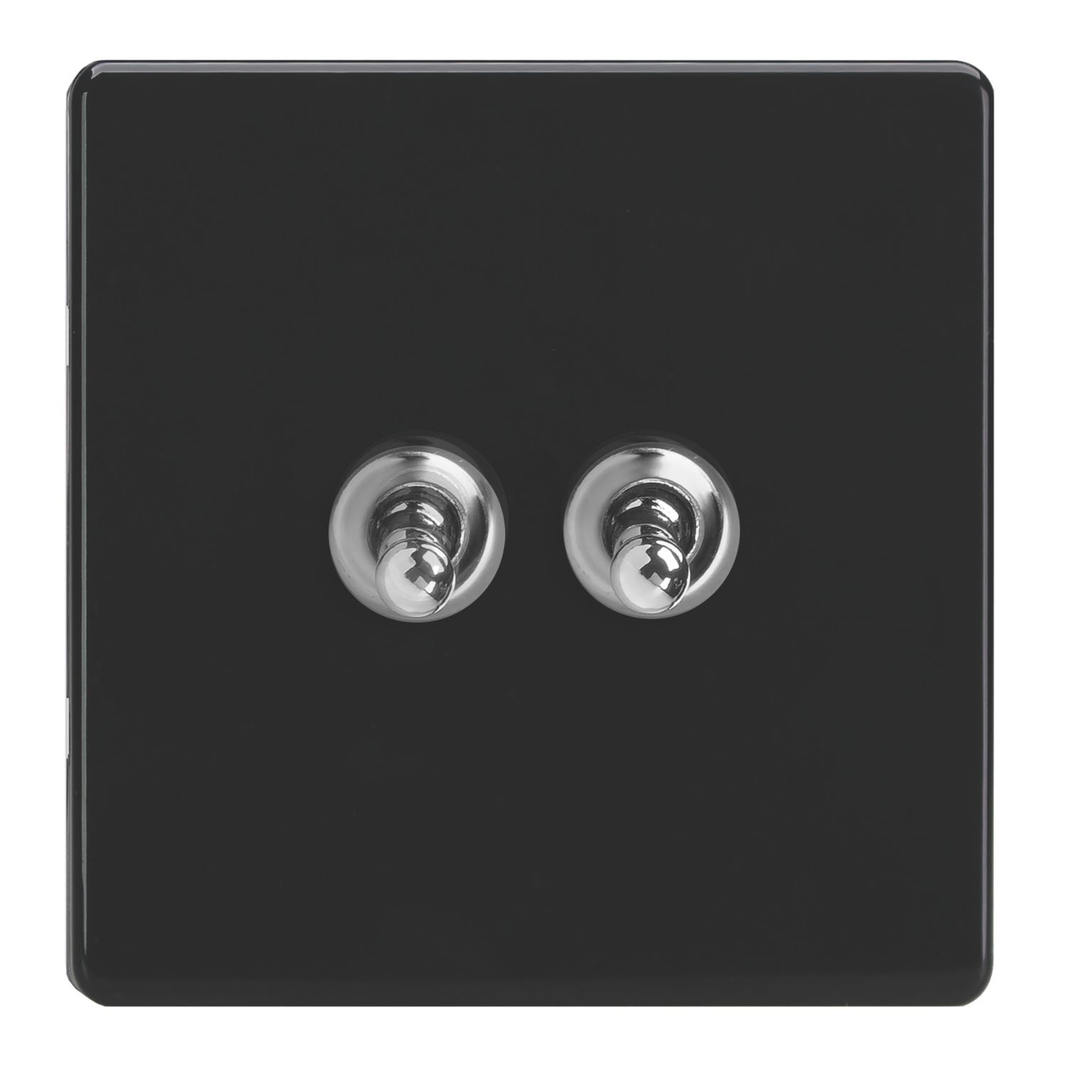 Varilight 10A 2-Gang 2-Way Light Switch Jet Black with Colour-Matched Inserts (448YT)