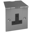 Varilight YFS4B-S 13A 1-Gang Unswitched Floor Socket Brushed Steel with Black Inserts