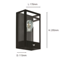 Eglo Alamonte Outdoor Wall Light With PIR Sensor Black