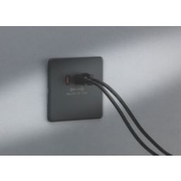 Knightsbridge  5A 63W 3-Outlet Type A & C USB Socket Anthracite with Black Inserts