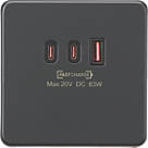 Knightsbridge 63W 5A 63W 3-Outlet Type A & C USB Socket Anthracite with Black Inserts
