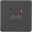 Knightsbridge  5A 63W 3-Outlet Type A & C USB Socket Anthracite with Black Inserts