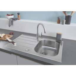 Grohe K200 1 Bowl Stainless Steel Sink Chrome 860mm x 500mm