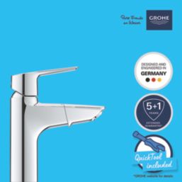 Grohe Quickfix Start StarLight Chrome 191mm Standard Lever Mono Basin Mixer Tap  With Clicker Waste