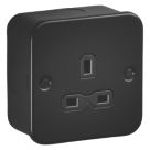 Knightsbridge MR7000UTB 13A 1-Gang Unswitched Metal Clad Single Socket Black with Black Inserts