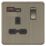 Knightsbridge Screwless 13A 1-Gang SP Switched USB Socket Antique Brass  with Black Inserts