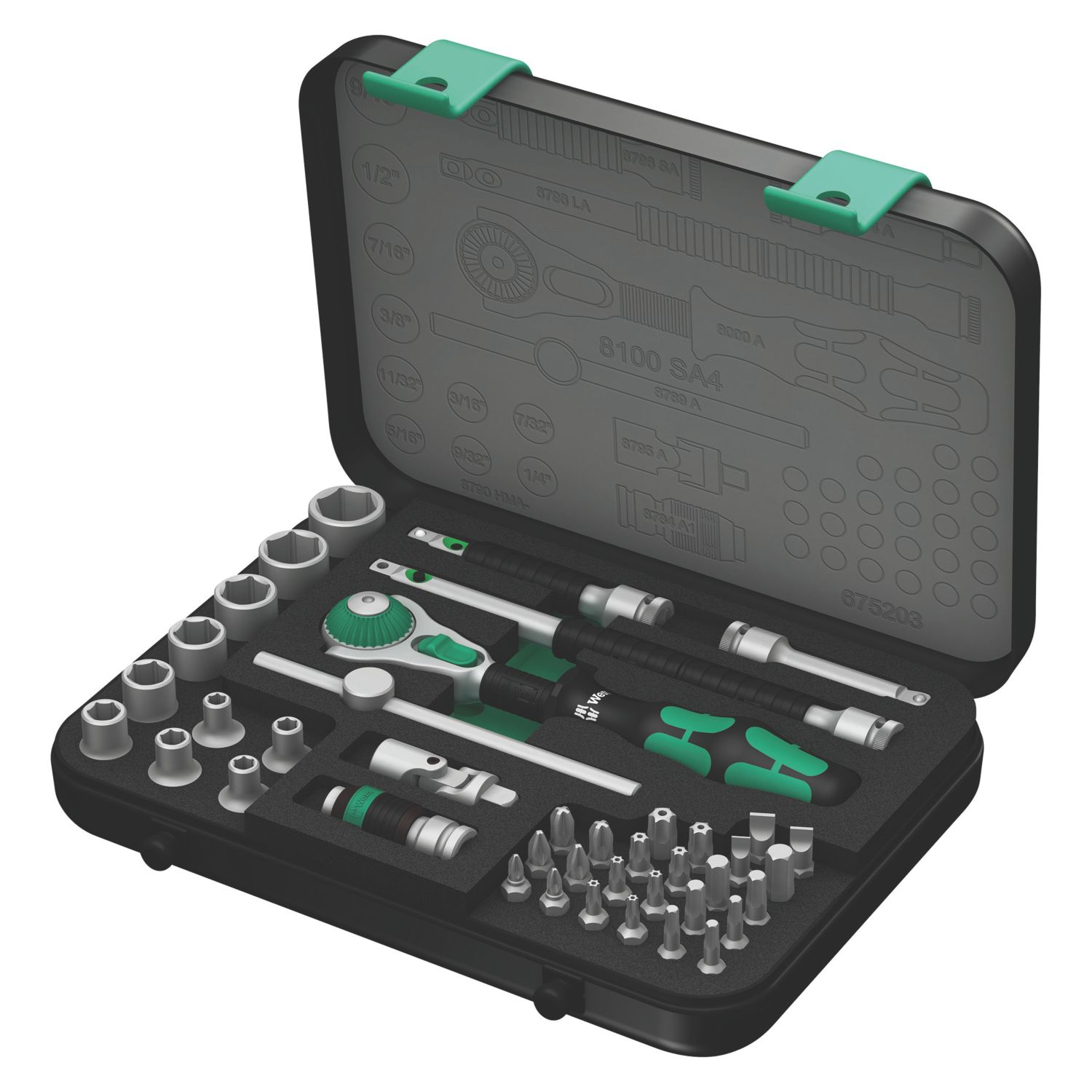 Wera 8100 SA 4 Zyklop Speed 1/4" Drive Ratchet & Socket Set 41 Pcs (450FW)