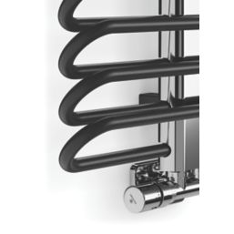 Terma 780mm x 400mm 1244BTU Black / Chrome Curved Designer Towel Radiator