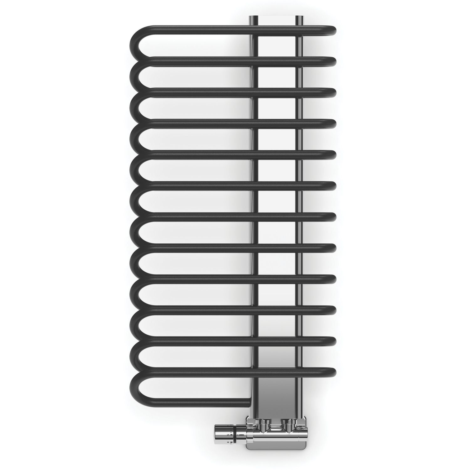 Terma 780mm x 400mm 1244BTU Black / Chrome Curved Designer Towel Radiator (450HR)