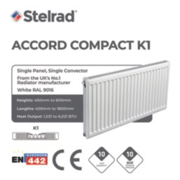Stelrad 450mm x 1400mm 3416BTU White Type 11 Convector Radiator