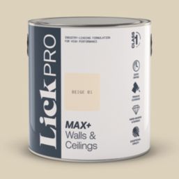 LickPro Max+ 2.5Ltr Beige 01 Matt Emulsion  Paint