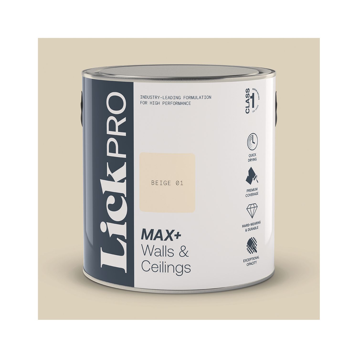 LickPro Max+ 2.5Ltr Beige 01 Matt Emulsion Paint (450KF)