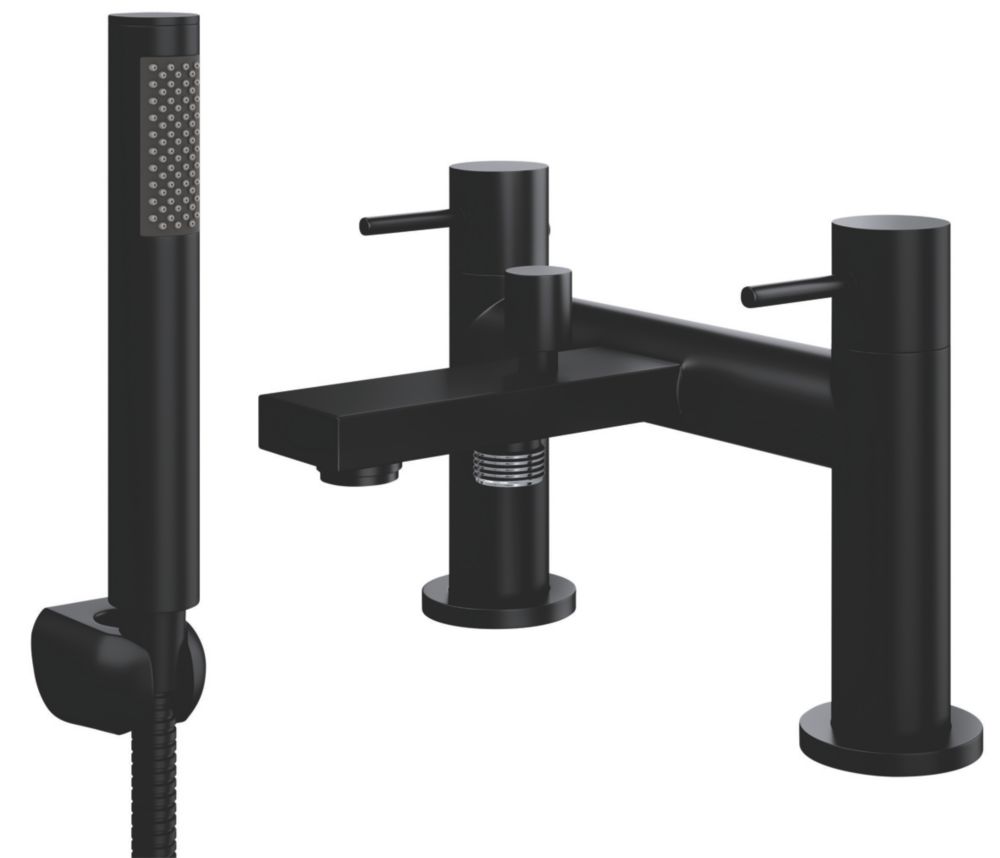 ETAL Blake Deck-Mounted Bath Shower Mixer Tap Matt Black - Screwfix