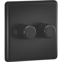 Knightsbridge  2-Gang 2-Way LED Intelligent Dimmer Switch  Matt Black