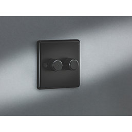 Knightsbridge  2-Gang 2-Way LED Intelligent Dimmer Switch  Matt Black