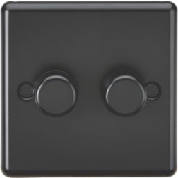 Knightsbridge  2-Gang 2-Way LED Intelligent Dimmer Switch  Matt Black