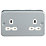 Knightsbridge  13A 2-Gang Unswitched Metal Clad Socket Grey with White Inserts