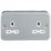 Knightsbridge  13A 2-Gang Unswitched Metal Clad Socket Grey with White Inserts