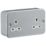 Knightsbridge  13A 2-Gang Unswitched Metal Clad Socket Grey with White Inserts
