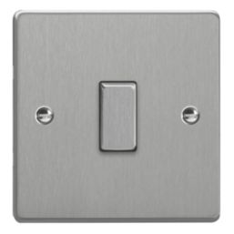 Varilight  10A 1-Gang Intermediate Switch Brushed Steel with Colour-Matched Inserts