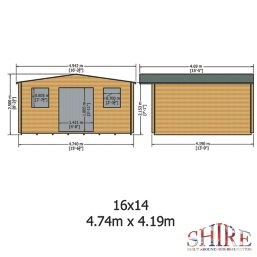 Shire Caledonian 13 ' 6"  x 15' 6" (Nominal) Apex Timber Log Cabin