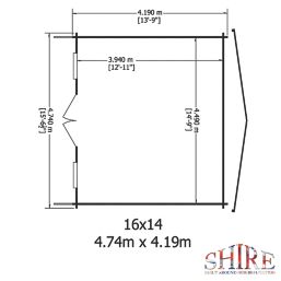 Shire Caledonian 13 ' 6"  x 15' 6" (Nominal) Apex Timber Log Cabin