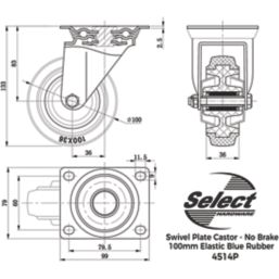 Select Heavy Duty Swivel Castor 100mm Blue