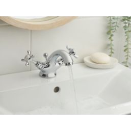 Bristan 1901 Chrome-Plated 110mm Standard Cross Head Mono Basin Mixer Tap  With Pop-Up Waste