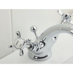 Bristan 1901 Chrome-Plated 110mm Standard Cross Head Mono Basin Mixer Tap  With Pop-Up Waste