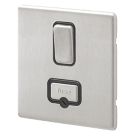 MK Aspect 13A Switched Fused Spur  Brushed Stainless Steel with Black Inserts