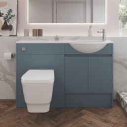 Alaska Bathroom Fitted Furniture Pack RH Vanity with Basin Soft Blue Matt 1244mm x 355mm x 997mm
