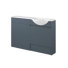 Alaska Bathroom Fitted Furniture Pack RH Vanity with Basin Soft Blue Matt 1244mm x 355mm x 997mm