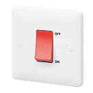 MK Base 45A 1-Gang DP Control Switch White  with Red Inserts