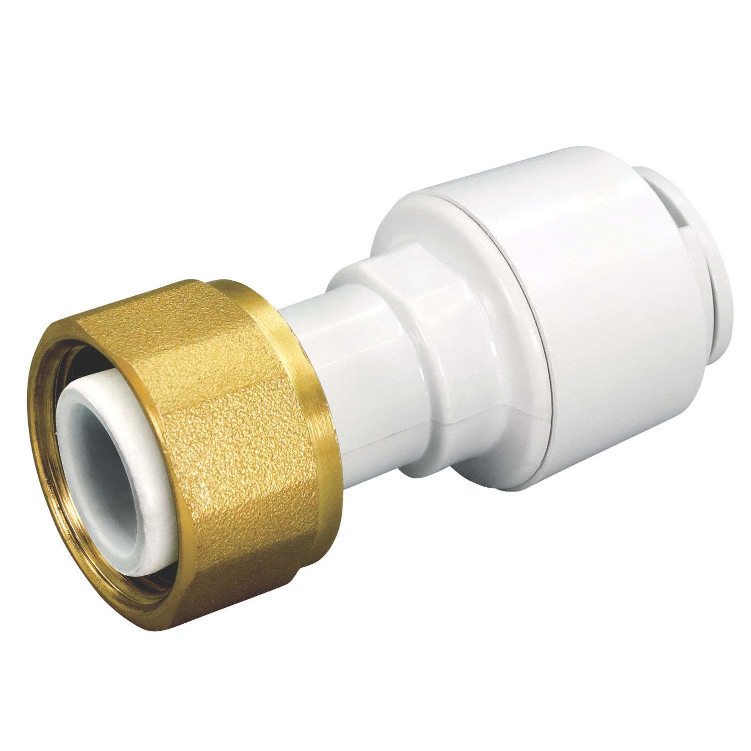 FloPlast FloFit+ Plastic Push-Fit Straight Tap Connector 22mm x 3/4" (451RF)