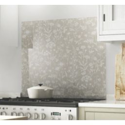 Laura Ashley Lisette Flint Self-Adhesive Glass Kitchen Splashback 900mm x 750mm x 6mm