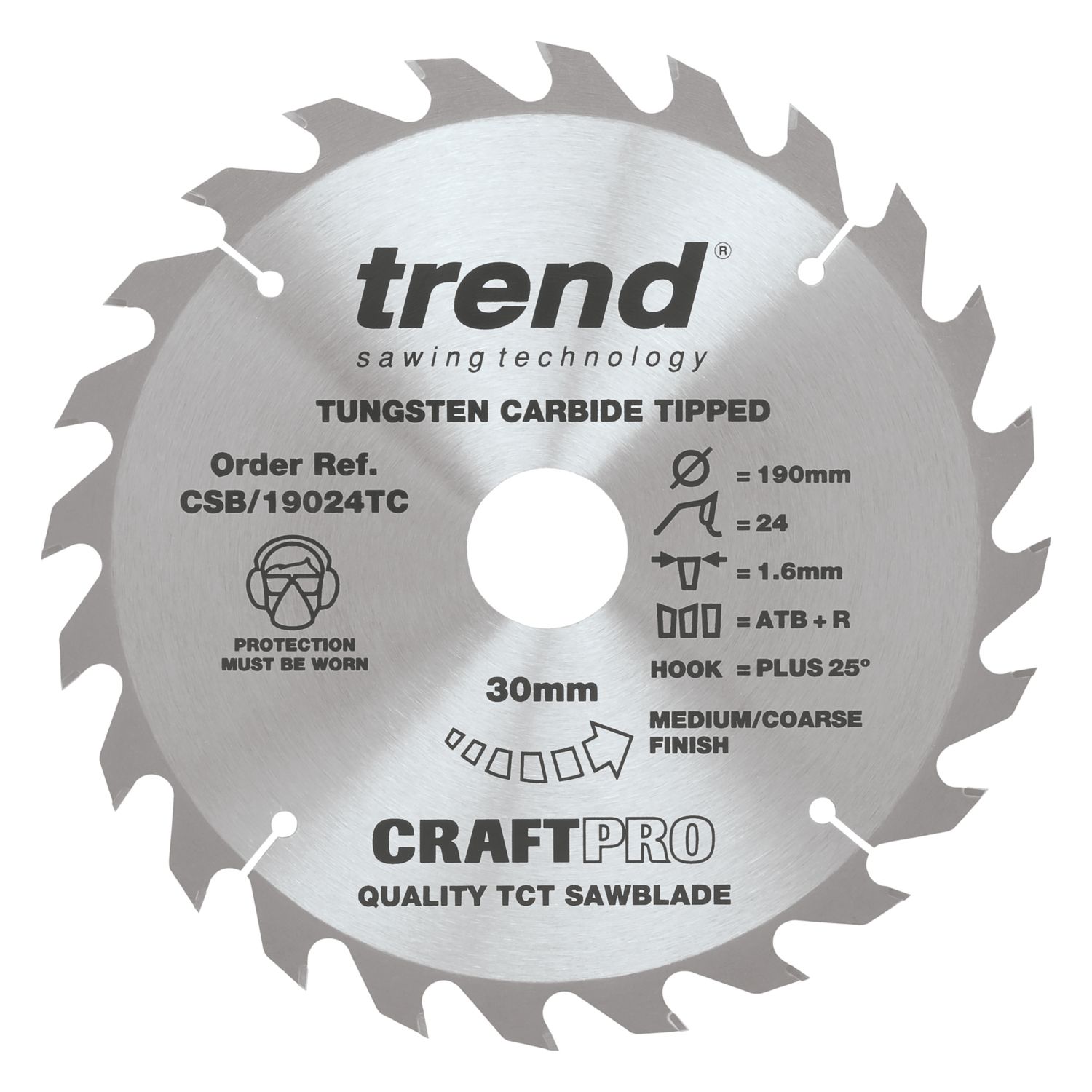 Trend CSB/19024TC Wood Thin Kerf Circular Saw Blade for Cordless Saws 190mm x 30mm 24T (451XG)
