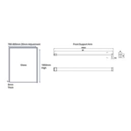 Palermo  Semi-Framed Showerwall Glass Chrome 800mm x 1950mm
