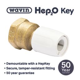 Hep2O  Plastic Push-Fit Adapting Female Coupler 10mm x 1/2"