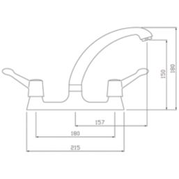 Streame by Abode ACT2045 Lever Deck Mounted Bridge Mixer Chrome