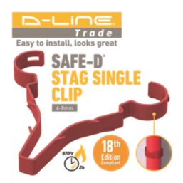 D-Line Red Round Safe-D Stag Cable Clips 6-8mm² 100 Pack