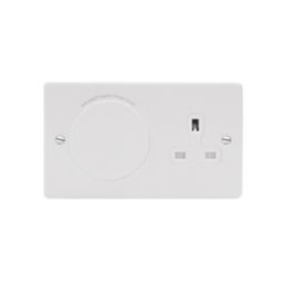 MagCharge  Raised Square with Qi2 Wireless Charging Socket 2-Gang 13A Unswitched Matt White with White Inserts