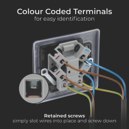 British General Nexus Metal 13A Unswitched Fused Spur  Matt Black with Colour-Matched Inserts