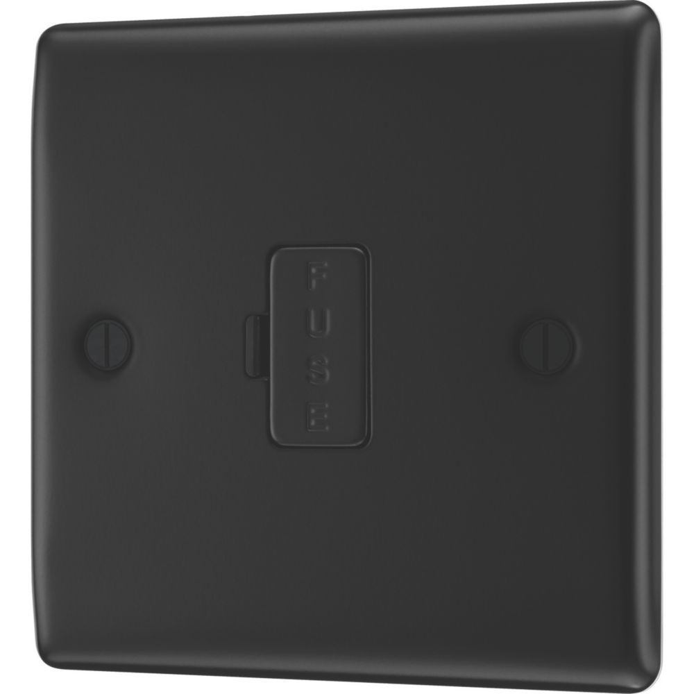 British General Nexus Metal 13A Unswitched Fused Spur  Matt Black with Colour-Matched Inserts